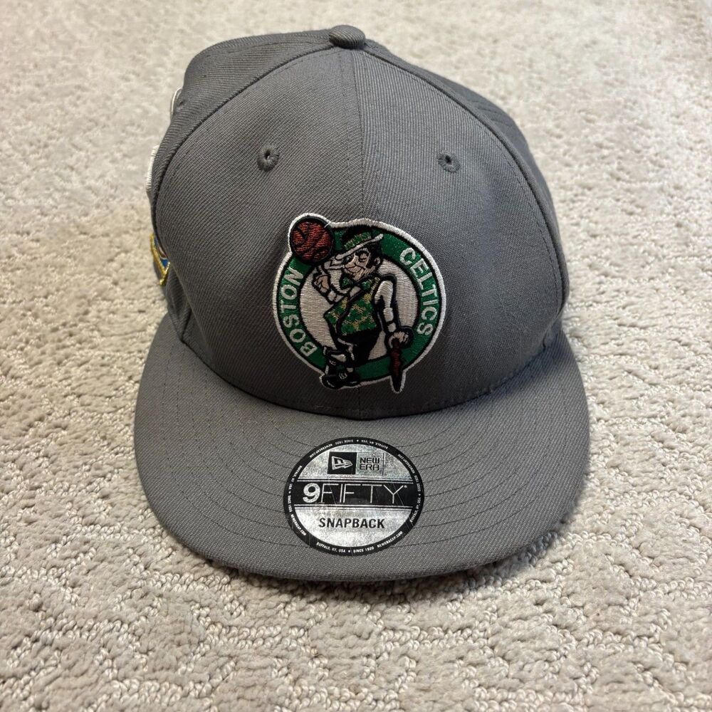 Boston Celtics New Era Gray Prestige 9FIFTY Multi-Patch Snapback Hat